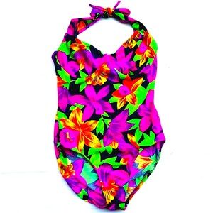 Vintage 1980s Tropical Barbie One Piece Swimsuit
